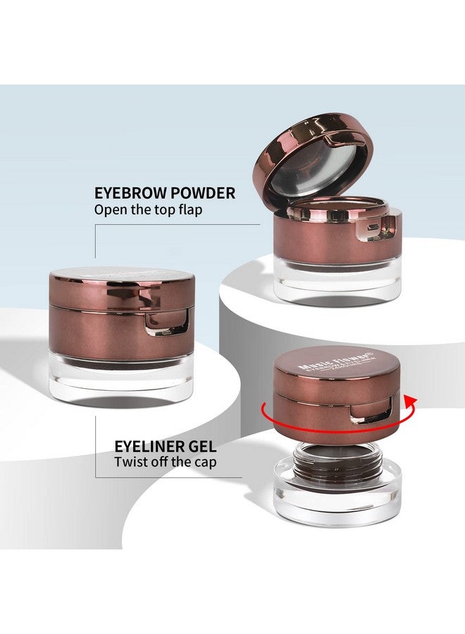 Music Flower Gel Eyeliner Eyebrow Powder, Black And Brown Waterproof Smudgeproof Long Lasting Makeup Eyeliner Gel With Brush Mirror, 0.49 Ounce, Pack Of 2 - Image 3