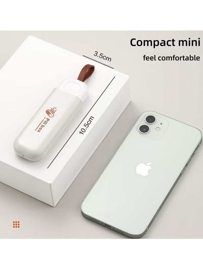 Portable Pill Box 2-Pack, Pull-Out Design Leather Pull Cord, Household Portable Small Pill Box One Day Sub-Package Pill Box Elderly Carry With Sub-Pill Box Mini Pill Sub-Package Box, Beige & Grey - Image 2