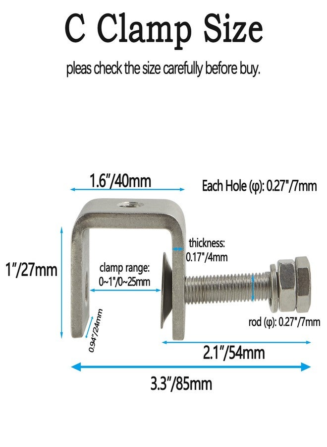 luluxing 4Pcs 304 Stainless Steel C Clamp Tiger Clamp Woodworking Clamp Heavy Duty C-clamp With Wide Jaw Openings - Image 2