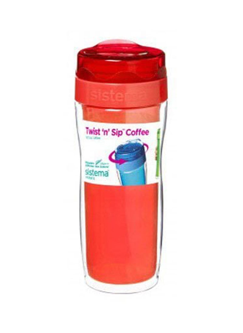 sistema زجاجة Sistema Twist N Sip القهوة للذهاب متعددة الاستخدامات سعة 490 مل، مع غرفة معزولة. مصنوعة من مادة بلاستيكية آمنة للطعام ومتينة. آمنة في غسالة الصحون، الثلاجة وخالية من BPA، برتقالية، مصنوعة في نيوزيلندا - Image 1