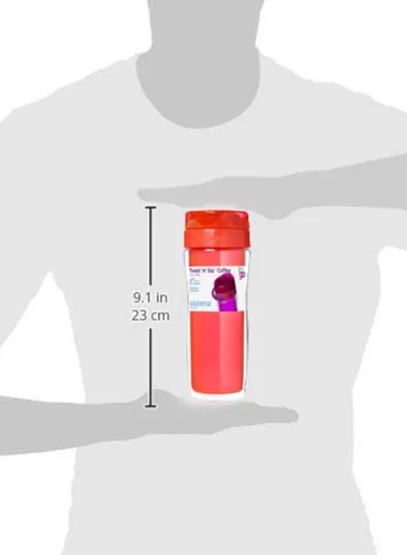 sistema زجاجة Sistema Twist N Sip القهوة للذهاب متعددة الاستخدامات سعة 490 مل، مع غرفة معزولة. مصنوعة من مادة بلاستيكية آمنة للطعام ومتينة. آمنة في غسالة الصحون، الثلاجة وخالية من BPA، برتقالية، مصنوعة في نيوزيلندا - Image 3