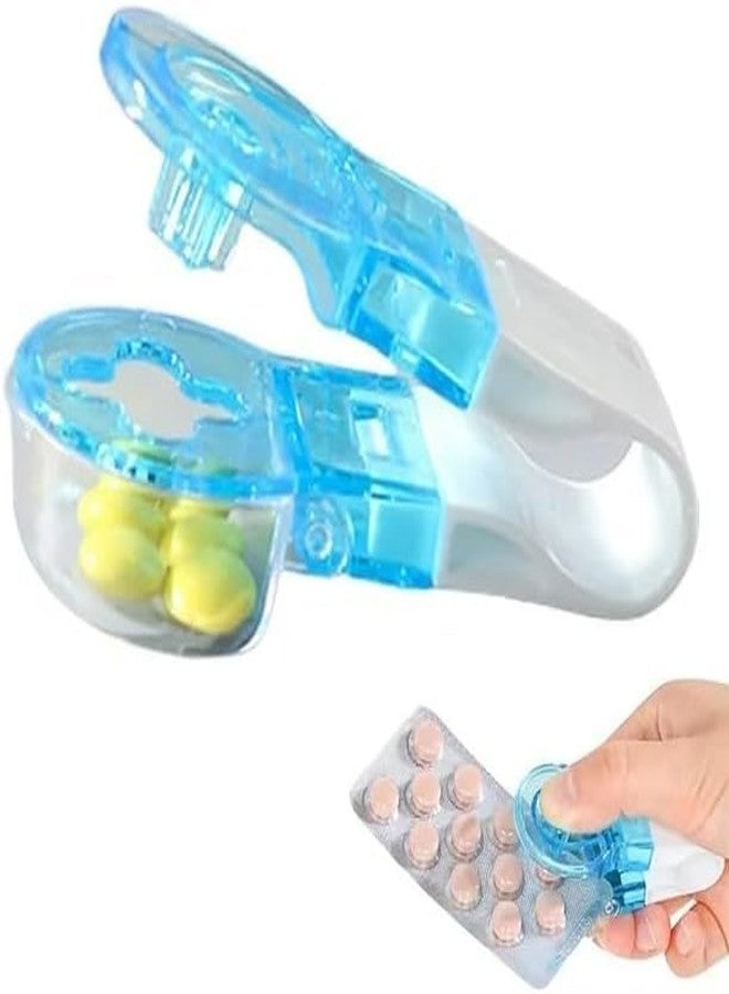Luhaomisky 4Pcs Blue Portable Pill Remover, Blister Pack Opener, No Contact, Easy to Use, Ideal for Elderly, Disabled, Travel-Friendly, 1 Compartment, 4 Count - Image 3