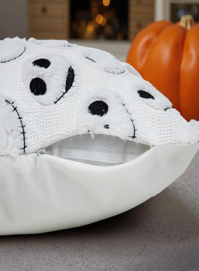 eowvsio 2PCS Halloween Pillow Covers 18x18 inch,Nightmare Be Christmas Throw Pillow Cases,Halloween Decor Soft Plush Faux Fur Wool Couch Cushion Case for Chair Sofa Bedroom Living Room (white Halloween) - Image 5