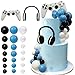 TOSPARTY 26 PCS Video Game Themes Cake Toppers Headset Cake Decoration Ball Cake Decoration Game Controller Cake Decoration for Game Theme Birthday Party Cake Decoration White - Image 2