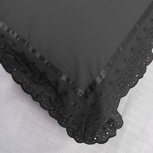 VHC 100% Cotton Lace Pillow Cover/Case Set (Pack of 2)-Black - Image 2