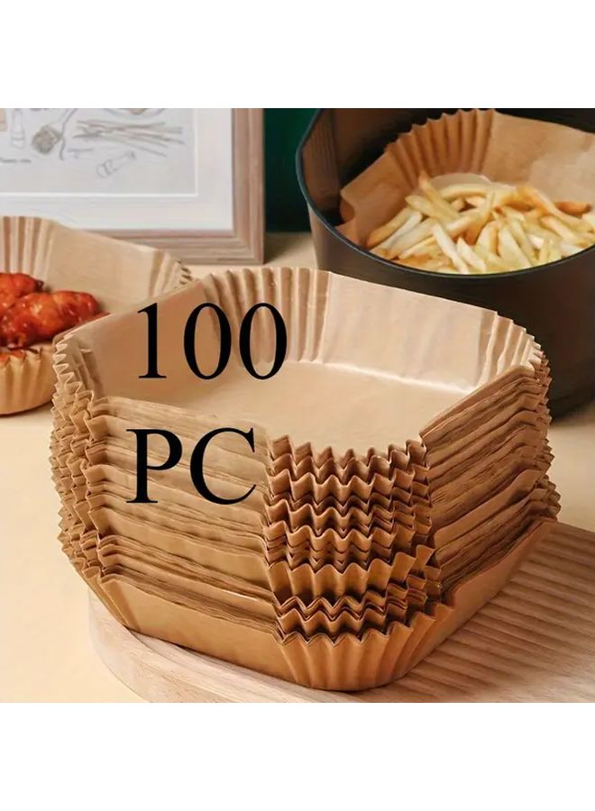 100 Pieces Non Stick Air Fryer Liners Greaseproof Baking Sheets Oven Microwave Safe Easy Cleanup - Image 1