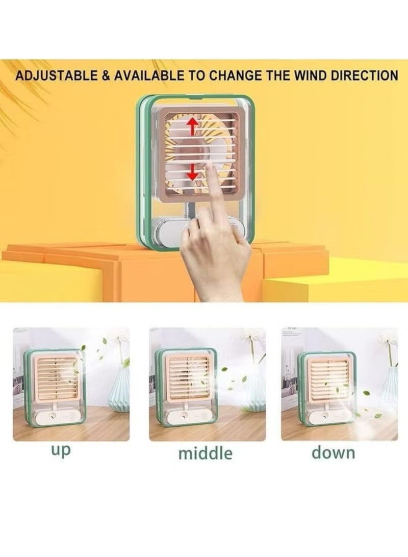 DENX Transparent Air Conditioning Fan, Mini Portable Air Cooler Fan with Mist & LED Light, Rechargeable Desk Fan, Personal Cooling Humidifier for Home, Office, Travel, Touch Control, DX2533 - Image 2