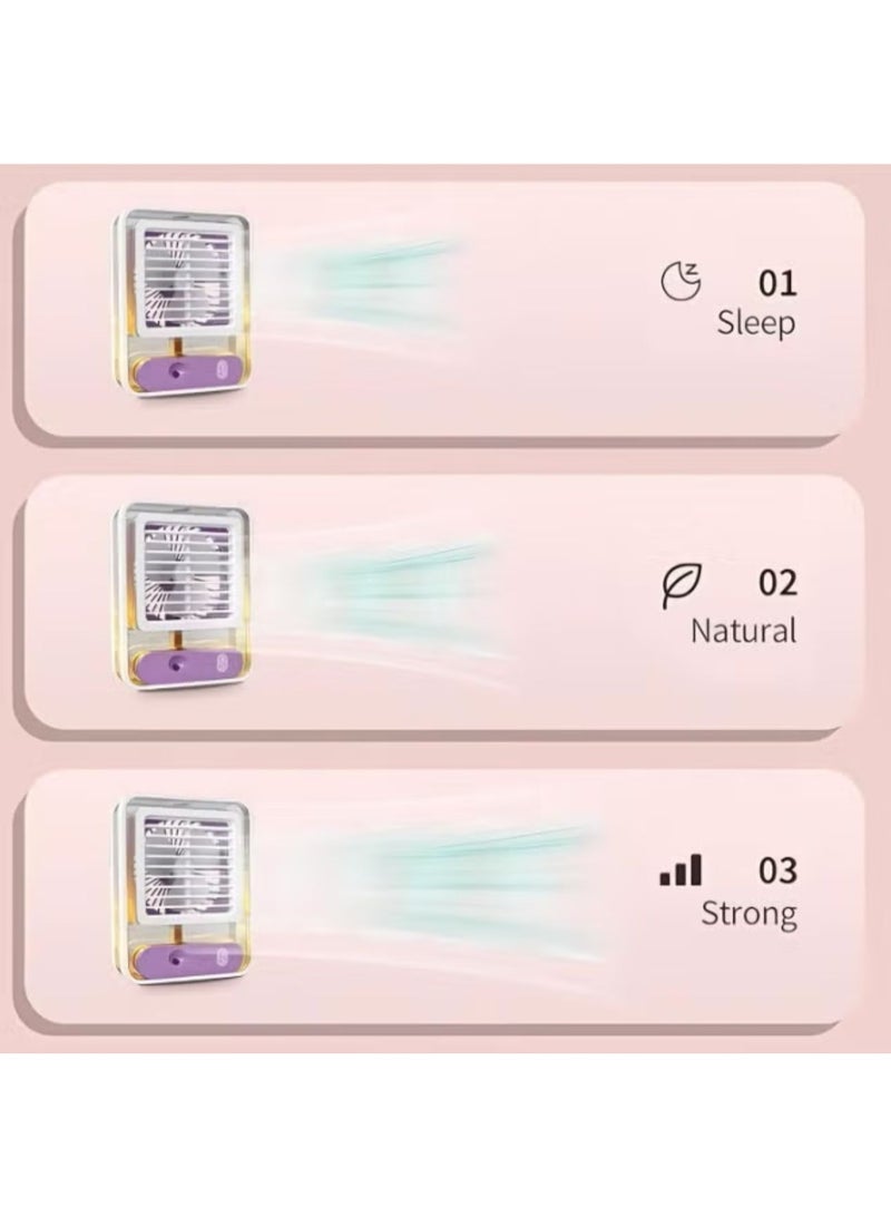 DENX Transparent Air Conditioning Fan, Mini Portable Air Cooler Fan with Mist & LED Light, Rechargeable Desk Fan, Personal Cooling Humidifier for Home, Office, Travel, Touch Control, DX2533 - Image 4