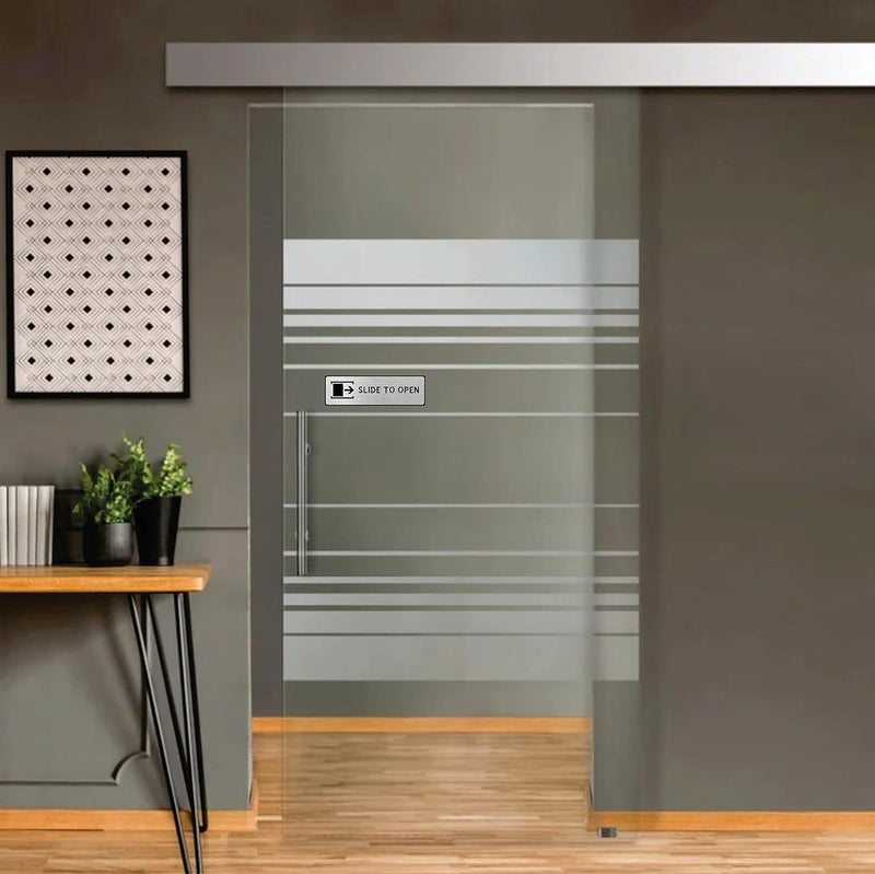 Vertical Root Inc ® Premium Brush Steel Finish Acrylic SLIDE TO OPEN DOOR Sign Easy to Mount 3M Self-Adhesive Tape Signage for Hotel Office Resort Society Corporate Business Hospital - Image 4