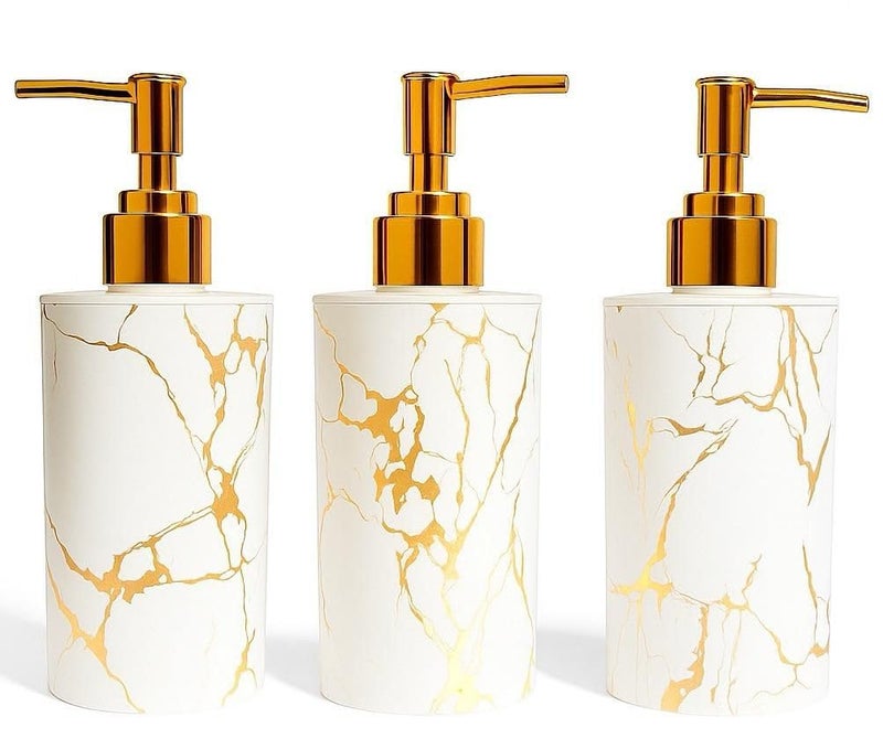 Emoh Roced Refillable Liquid Soap Dispenser. Unbreakable Plastic Dispenser for Sanitizer Lotion Shampoo. Handwash Bottle for Kitchen, Bathroom, Shower, Wash Basin, Sink - 250ML (White, Pack of 3) - Image 1