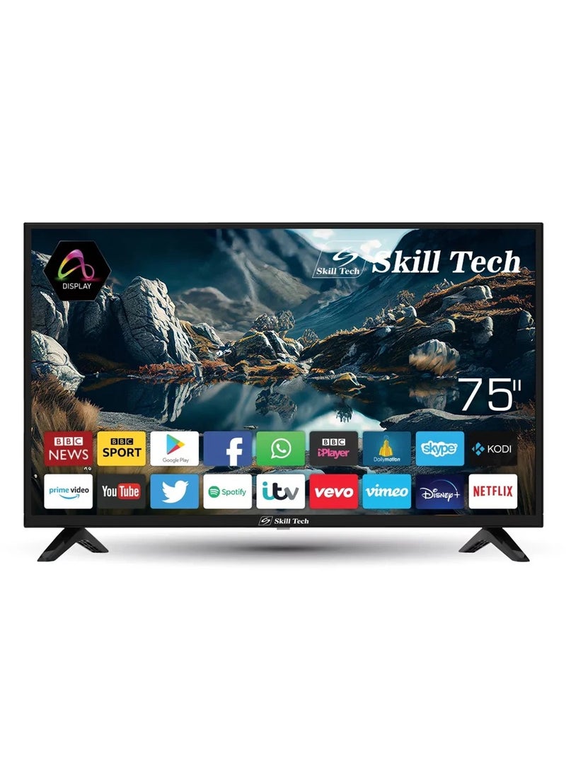Skill Tech - SK7550S4K 75" Smart 4K UHD LED TV, 3840x2160, 3D Com Filter, HDMI/USB/VGA, Stereo Speakers, Multisystem Support - Image 1