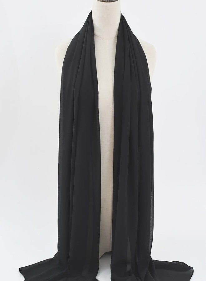 CXQRR Solid Color Silk Feeling Scarf Fashion Scarves Wrap Long Lightweight Shawls for Women, Black, 70.87'' x 29.5" - Image 3