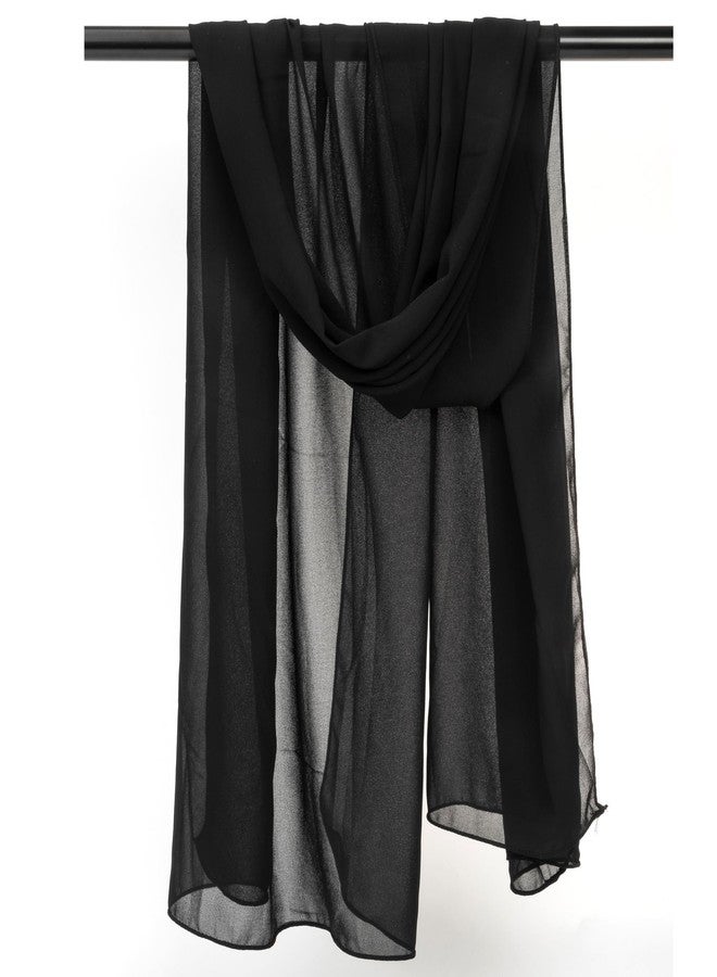 CXQRR Solid Color Silk Feeling Scarf Fashion Scarves Wrap Long Lightweight Shawls for Women, Black, 70.87'' x 29.5" - Image 2