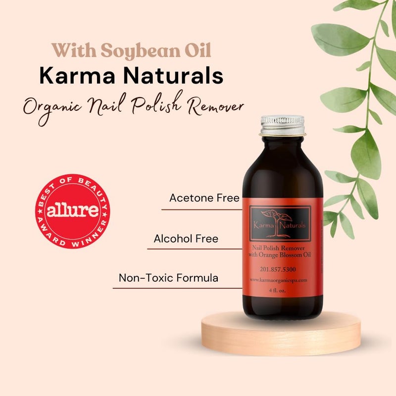 karma organic مزيل طلاء الأظافر العضوي من كارما بزيت فول الصويا وزيت زهر البرتقال - غير سام، نباتي، خالي من القسوة، خالي من الأسيتون - مقوي للأظافر - 4 أونصة سائلة - Image 3