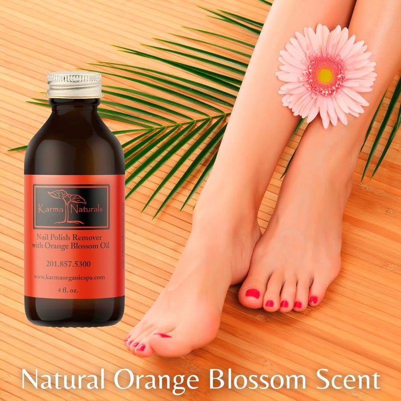 karma organic مزيل طلاء الأظافر العضوي من كارما بزيت فول الصويا وزيت زهر البرتقال - غير سام، نباتي، خالي من القسوة، خالي من الأسيتون - مقوي للأظافر - 4 أونصة سائلة - Image 2