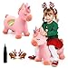 EVERICH TOY Bouncy Horse Unicorn Toys Inflatable Bouncing Animal Hopping Toys Outdoor Indoor Ride on Bouncer Boys Girls Birthday Gift for 18 Month 2 3 4 5 6 Year Old Kid Plush Unicorn Toy - Image 4