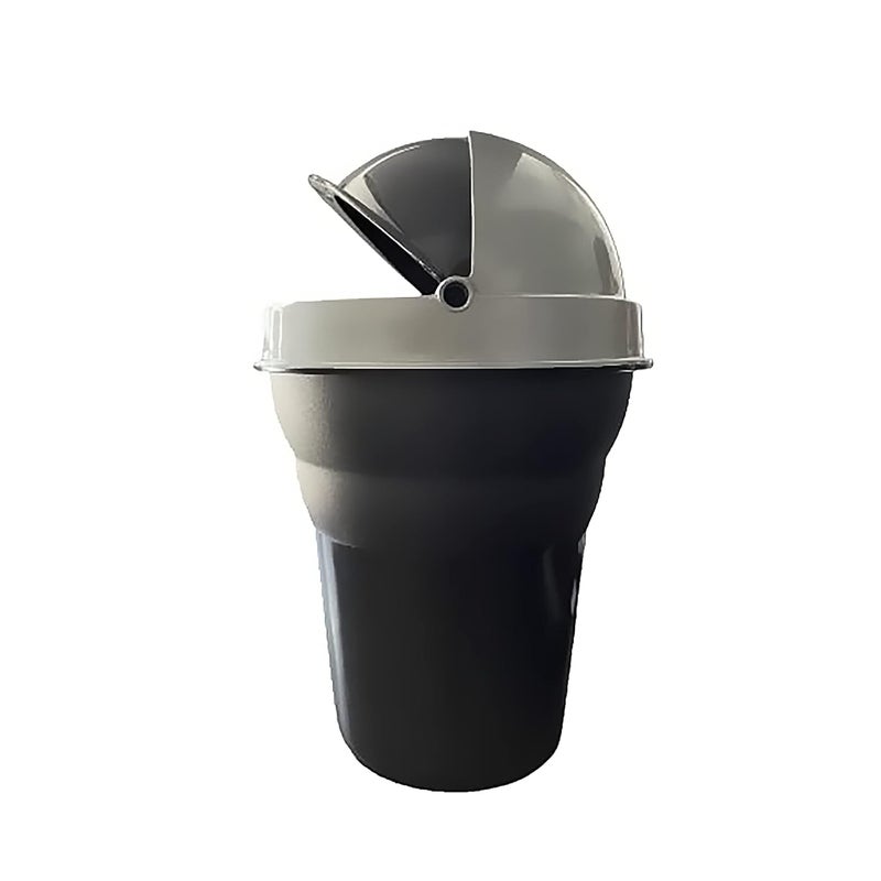 OVERSPREAD INTERIOR HUB OVERSPREAD INTERIOR HUB Universal Plastic Mini Car PressTop Trash Bin Dust Case Best For Traveling Black Grey Pack of 1 - Image 1