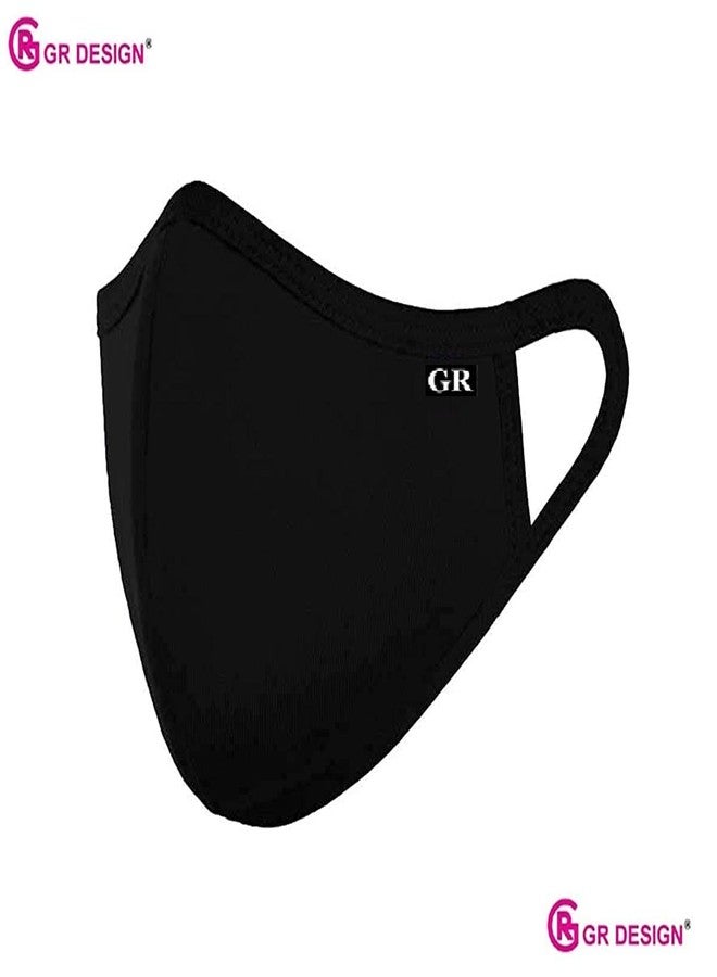GR DESIGN Hosiery Cotton Mask, Reusable and Washable Face Masks - Pack of 9 Black - Image 2
