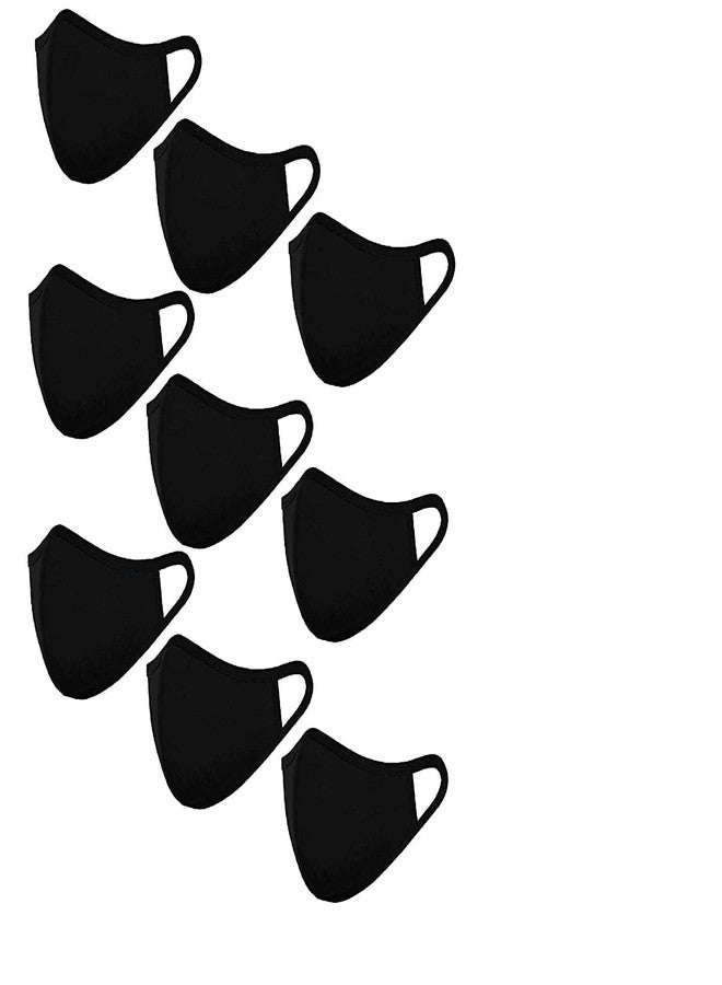 GR DESIGN Hosiery Cotton Mask, Reusable and Washable Face Masks - Pack of 9 Black - Image 1