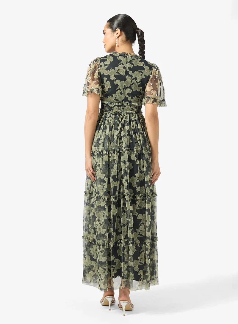 Anaya With Love Sequin Detail Ruffle Tulle Maxi Dress