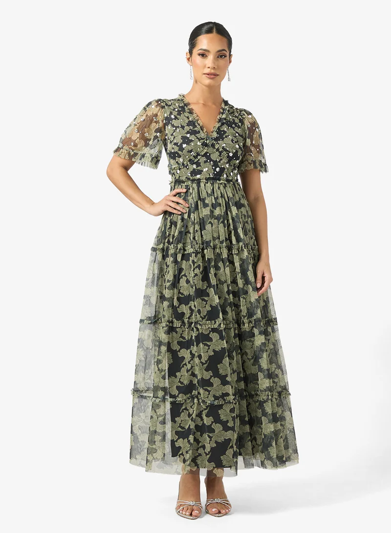 Anaya With Love Sequin Detail Ruffle Tulle Maxi Dress