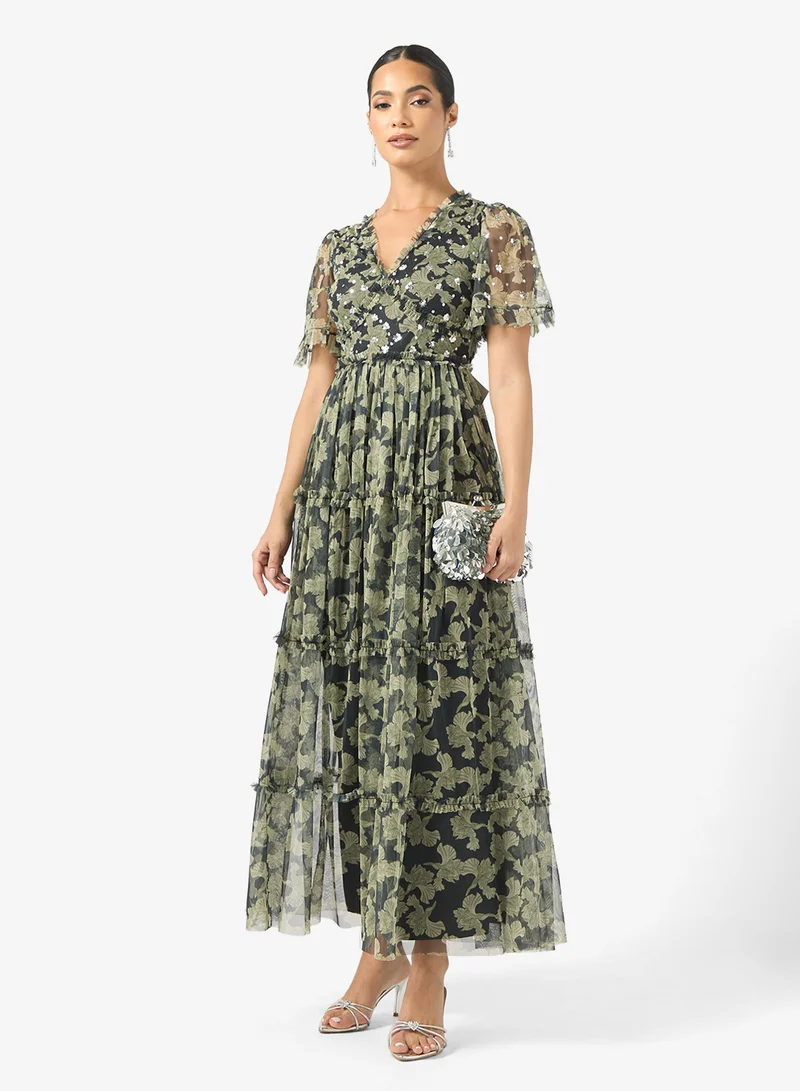 انايا ويذ لوف Sequin Detail Ruffle Tulle Maxi Dress