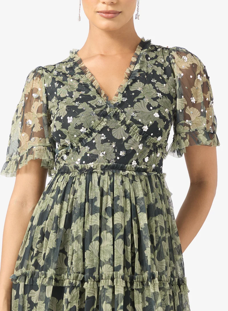 انايا ويذ لوف Sequin Detail Ruffle Tulle Maxi Dress