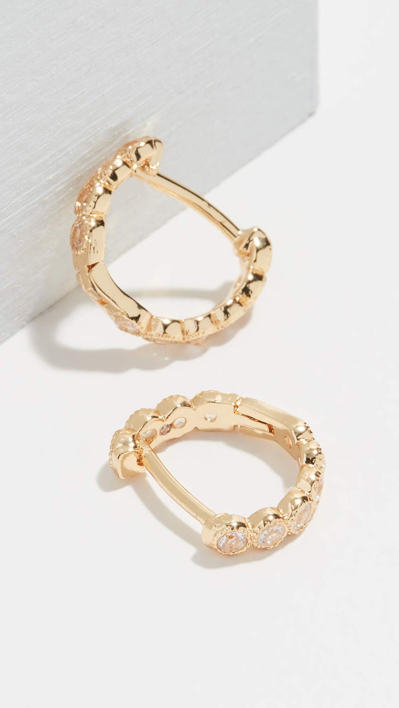 gorjana - Madison Shimmer Huggies 1/2" - 18k Gold Plated or Silver Plated Brass - Radiant Cubic Zirconia - Surgical Steel Post - Secure Closure - Daily Earring Wea - Image 4