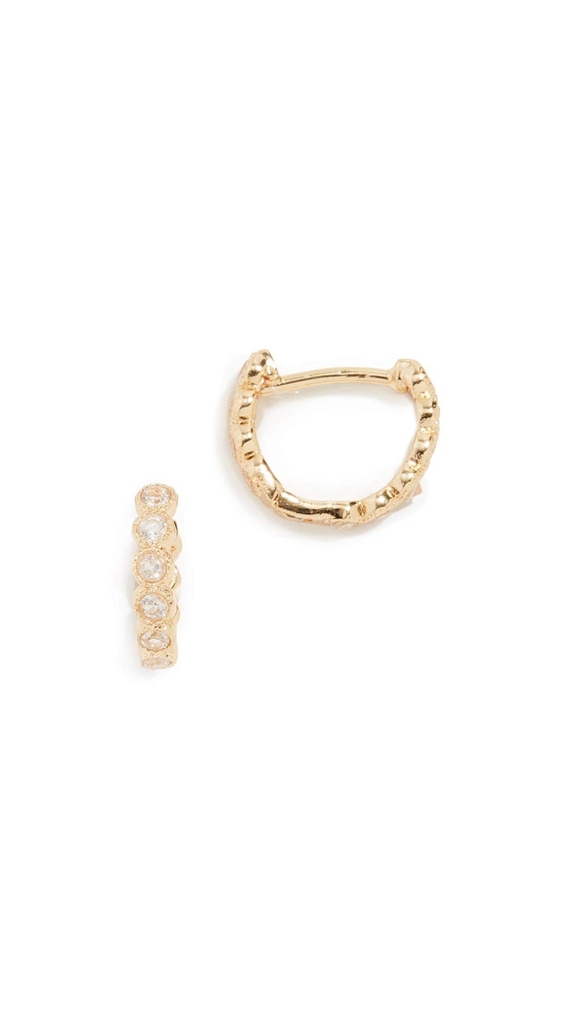 gorjana - Madison Shimmer Huggies 1/2" - 18k Gold Plated or Silver Plated Brass - Radiant Cubic Zirconia - Surgical Steel Post - Secure Closure - Daily Earring Wea - Image 1