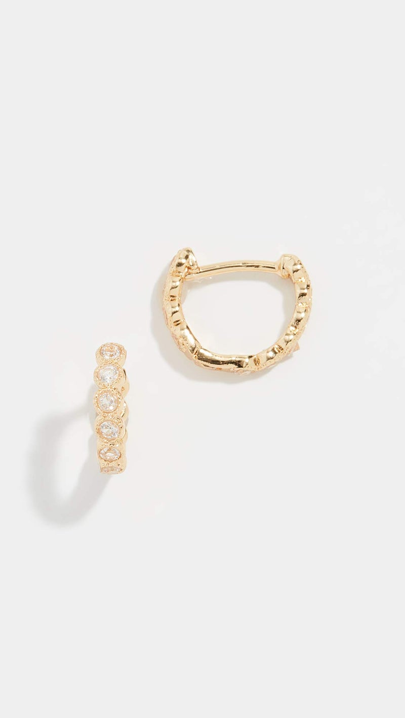 gorjana - Madison Shimmer Huggies 1/2" - 18k Gold Plated or Silver Plated Brass - Radiant Cubic Zirconia - Surgical Steel Post - Secure Closure - Daily Earring Wea - Image 2