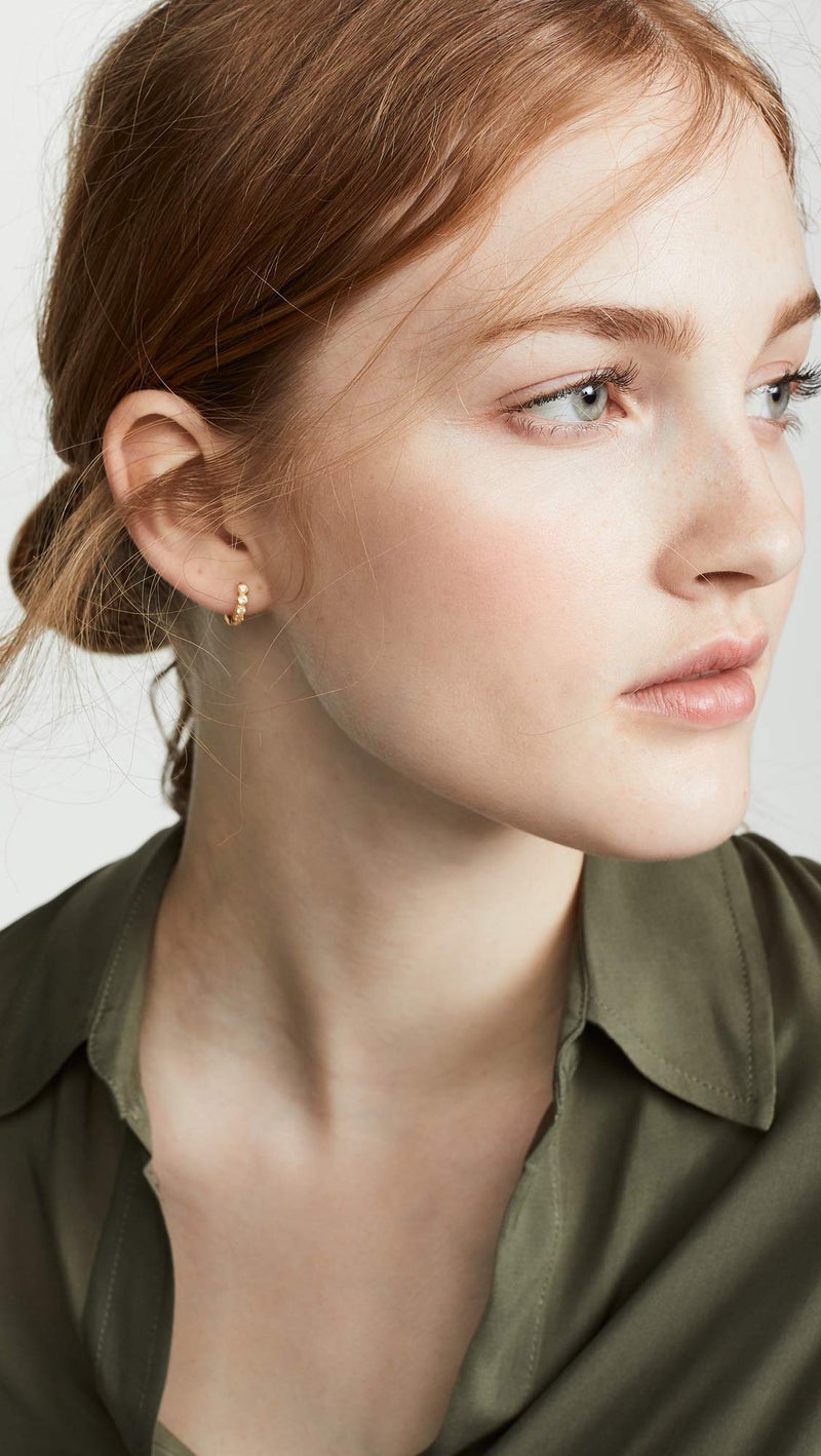 gorjana - Madison Shimmer Huggies 1/2" - 18k Gold Plated or Silver Plated Brass - Radiant Cubic Zirconia - Surgical Steel Post - Secure Closure - Daily Earring Wea - Image 3