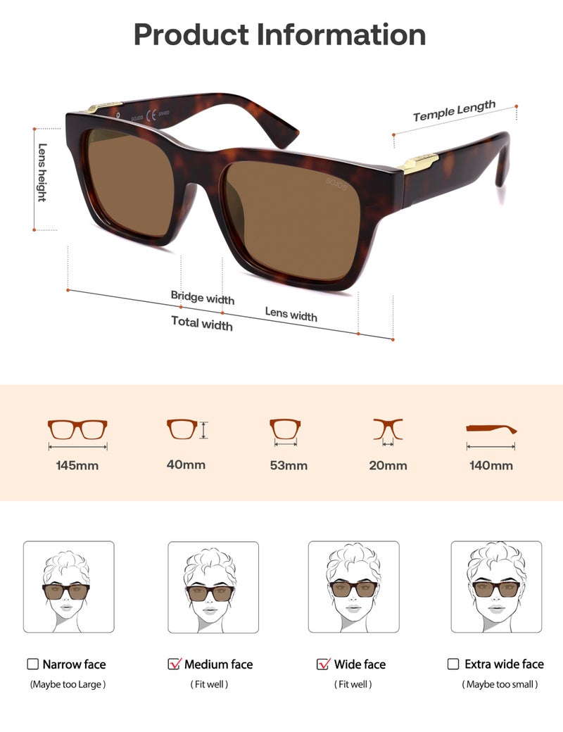 SOJOS Trendy Polarized Square Sunglasses for Women Men,UV400 Retro Square 70s 80s 90s Shades SJ2622,Demi/Brown - Image 5