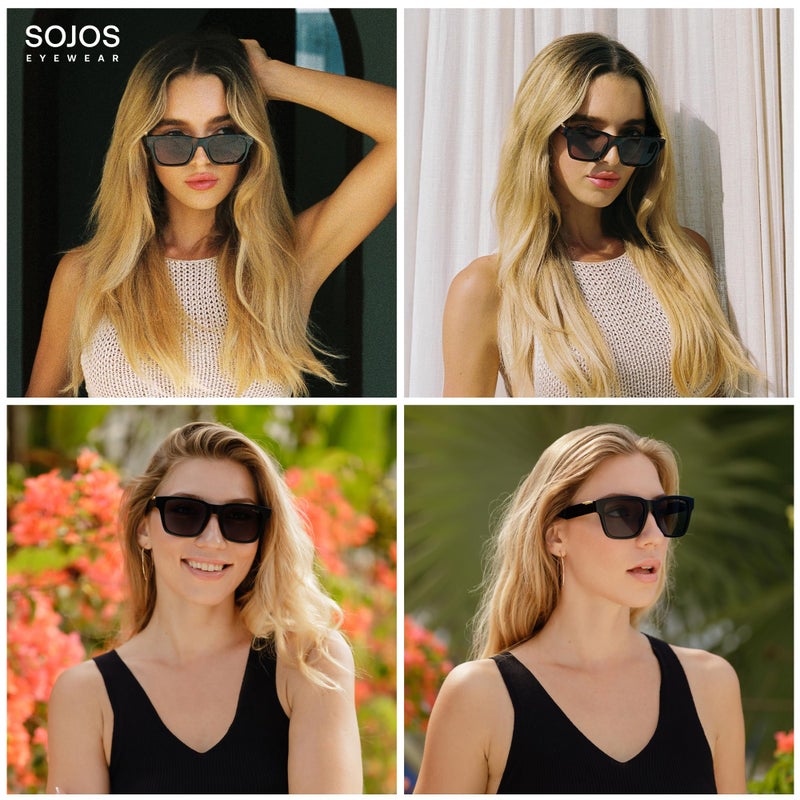 SOJOS Trendy Polarized Square Sunglasses for Women Men,UV400 Retro Square 70s 80s 90s Shades SJ2622,Demi/Brown - Image 2