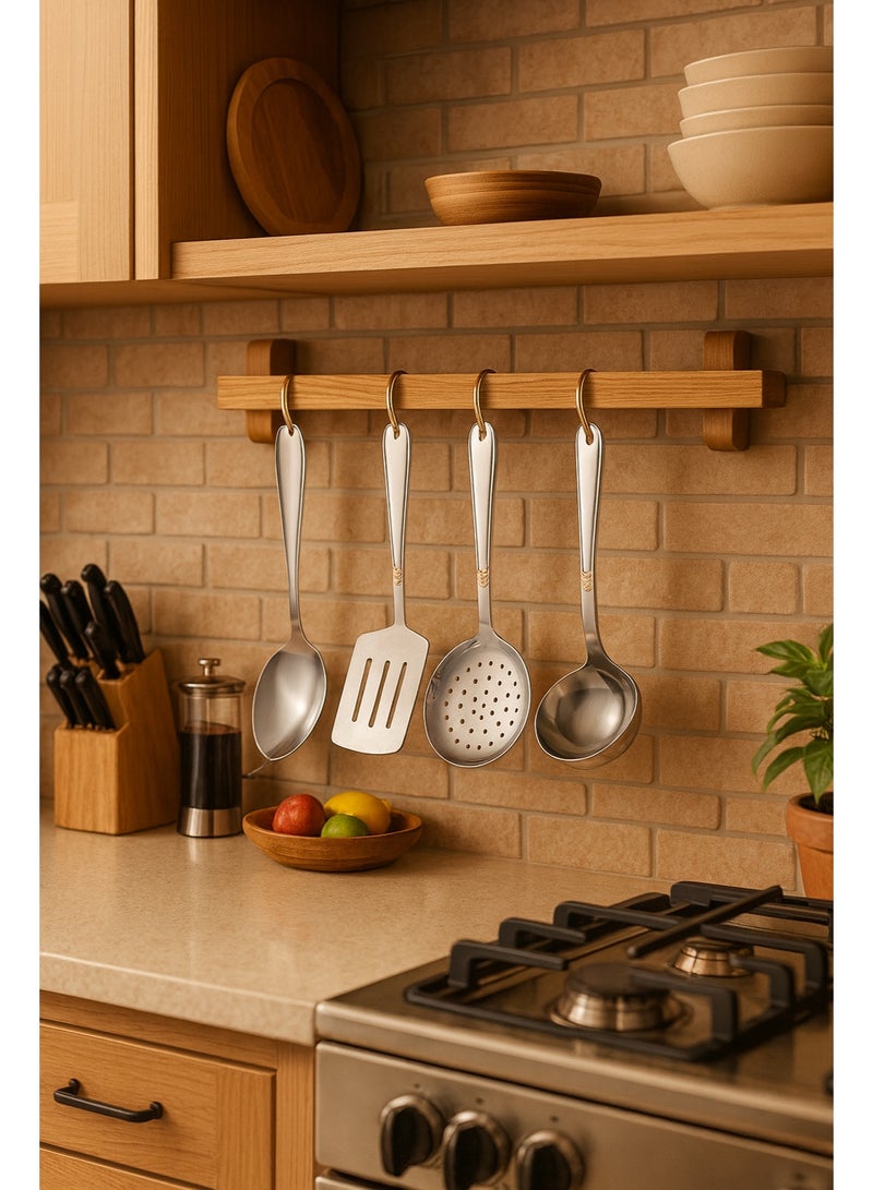 Dania Stainless steel and gold spoon set, 4 pieces - Image 2