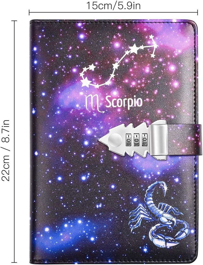 ARRLSDB A5 Creative Password Lock Journal PU Leather Combination Lock Diary Locking Diary Notepad (Scorpio) - Image 2