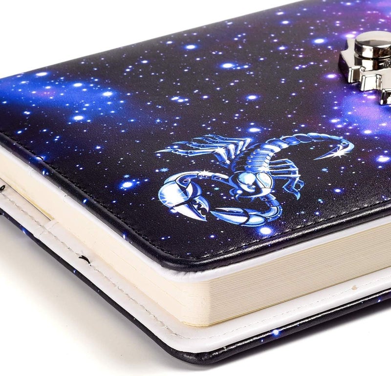 ARRLSDB A5 Creative Password Lock Journal PU Leather Combination Lock Diary Locking Diary Notepad (Scorpio) - Image 4
