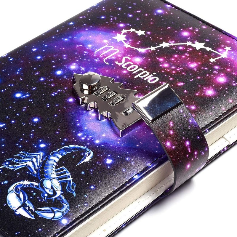 ARRLSDB A5 Creative Password Lock Journal PU Leather Combination Lock Diary Locking Diary Notepad (Scorpio) - Image 3
