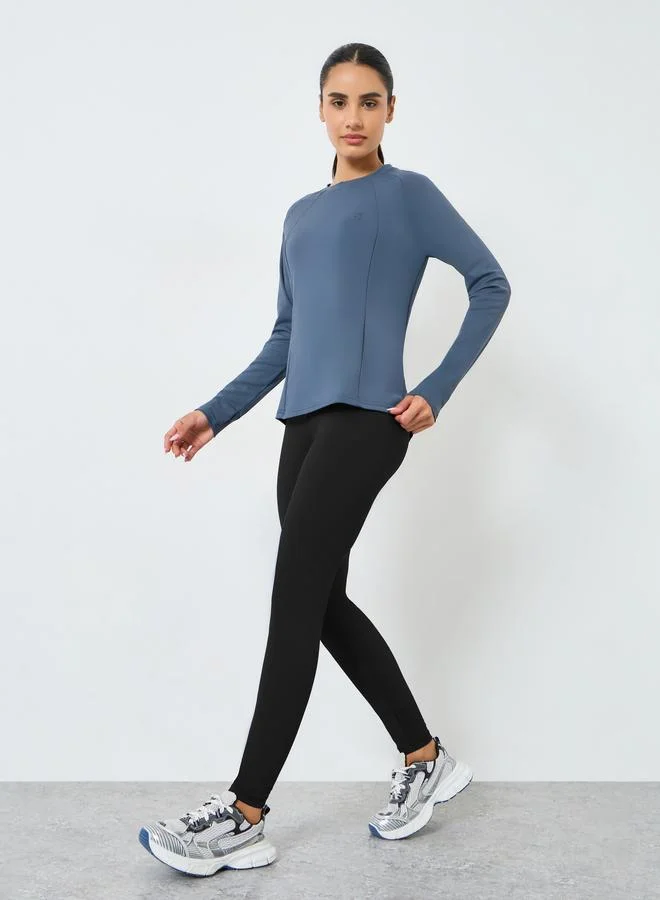 Styli Active Women Rubber Logo Thumbhole Top