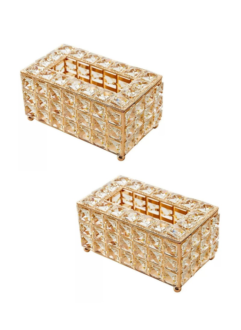 2 PCS Crystal Tissue Box, European Style Tissue Holder Cover, Creative Rectangular Facial Napkin Container, Tabletop Paper Dispenser Case for Desk Table Bathroom Decor Home Office Restaurant (Golden) - pzsku/Z9CC7FDCB40950472A706Z/45/_/1713072288/43c05c38-c320-4cdf-af02-9900f3a69c4b