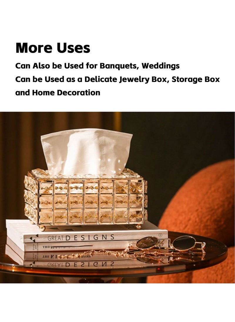 2 PCS Crystal Tissue Box, European Style Tissue Holder Cover, Creative Rectangular Facial Napkin Container, Tabletop Paper Dispenser Case for Desk Table Bathroom Decor Home Office Restaurant (Golden) - pzsku/Z9CC7FDCB40950472A706Z/45/_/1713072300/21083ec6-9bcc-46e3-9815-7af62422e543