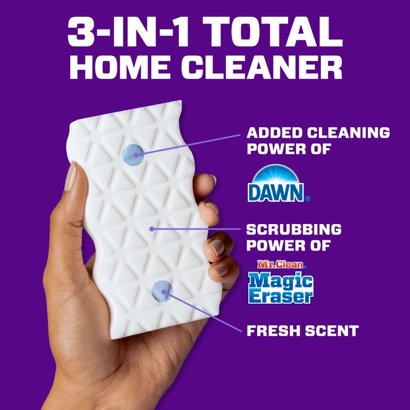 Mr Clean إسفنجة مائية سحرية من مستر كلين، منظف متعدد الاستخدامات، قوة تنظيف داون، منظف للجدران، منظف للأحذية، منظف للفرن، مطبخ، حمام، مستلزمات تنظيف الدش، فرشاة، رغوة فائقة، 5 قطع - Image 4