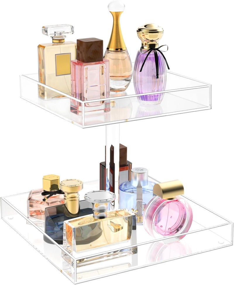YAGELI Gulf climate upgraded quality Perfume Organizer Display Tray Acrylic Handmade Large Vanity Trays Makeup Storage Holder Bathroom Organizer Countertop for Table Cabinet Kitchen Countertop Flexible anti-break - Image 1