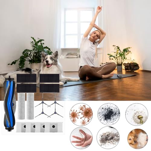 Rinakou Accessories Kit Compatible with ECOVACS DEEBOT X8 PRO OMNI Robot Vacuum Cleaner,Replacement Parts Include 1 Brush Roller,2 Roller Mop Pads,4 Filters,4 Side Brush and 4 Dust Bag (X8 Pro Omni Set) - Image 5