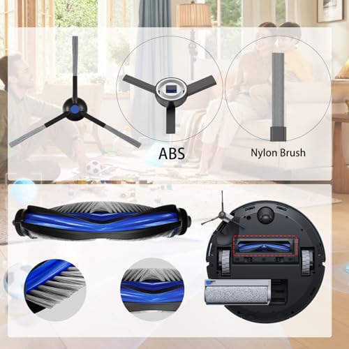 Rinakou Accessories Kit Compatible with ECOVACS DEEBOT X8 PRO OMNI Robot Vacuum Cleaner,Replacement Parts Include 1 Brush Roller,2 Roller Mop Pads,4 Filters,4 Side Brush and 4 Dust Bag (X8 Pro Omni Set) - Image 2