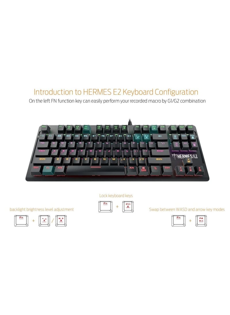 GAMDIAS - GAMDIAS HERMES E2 Gaming Mechanical Keyboard - Brown Switch - 7 colors backlights - 87 Key – Portable and easy to carry - with Metal Plate - Image 1