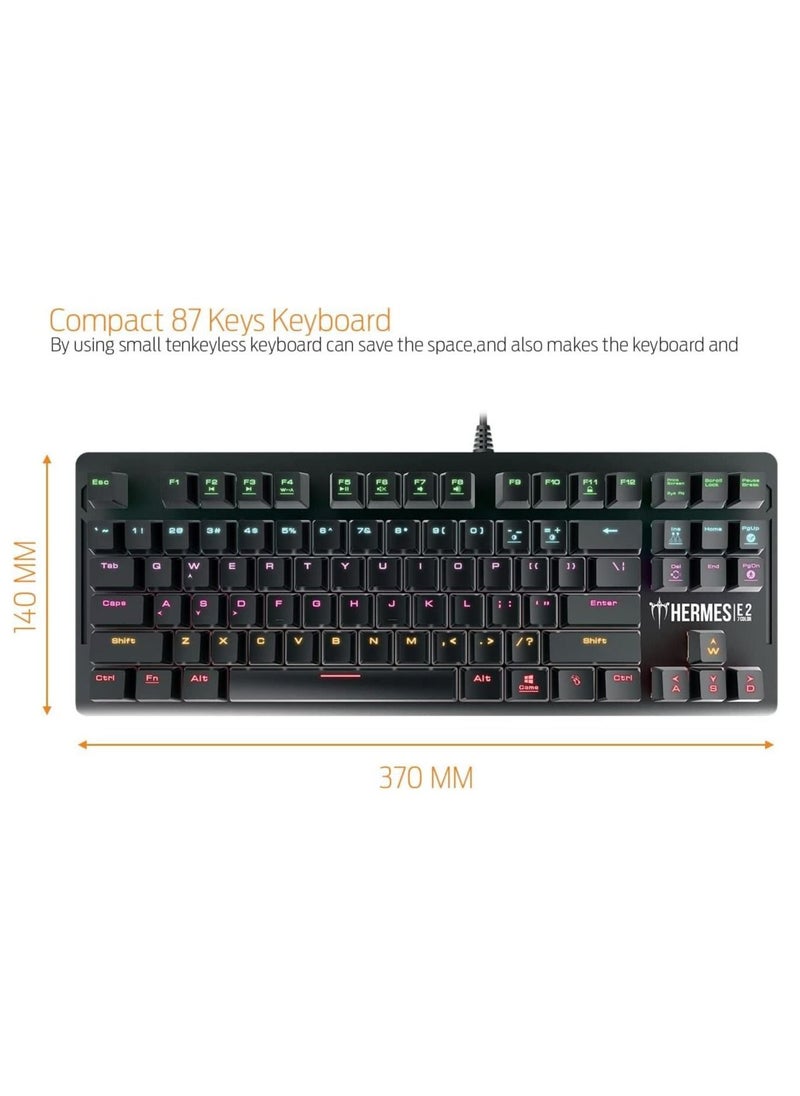GAMDIAS - GAMDIAS HERMES E2 Gaming Mechanical Keyboard - Brown Switch - 7 colors backlights - 87 Key – Portable and easy to carry - with Metal Plate - Image 1