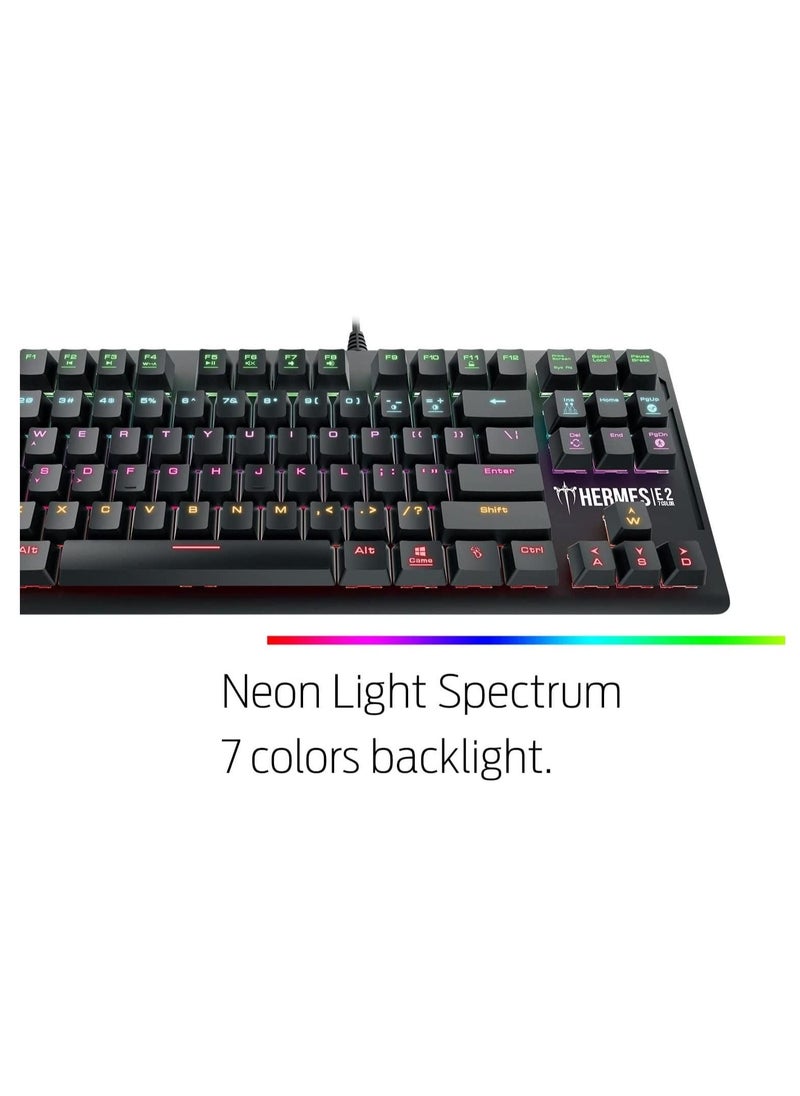GAMDIAS - GAMDIAS HERMES E2 Gaming Mechanical Keyboard - Brown Switch - 7 colors backlights - 87 Key – Portable and easy to carry - with Metal Plate - Image 1