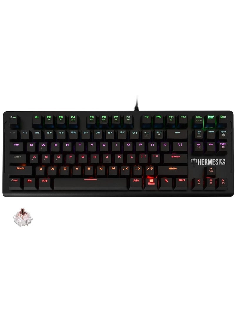 GAMDIAS - GAMDIAS HERMES E2 Gaming Mechanical Keyboard - Brown Switch - 7 colors backlights - 87 Key – Portable and easy to carry - with Metal Plate - Image 1