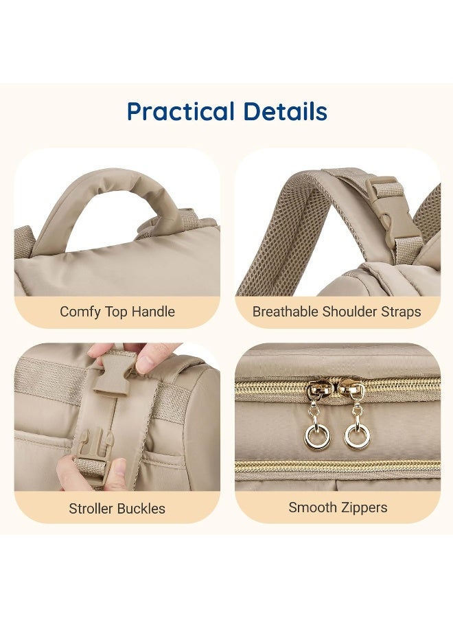 موممور mommore Diaper Bag, Small Baby Diaper Bag, Puffer Quilted Diaper Backpack - Image 3