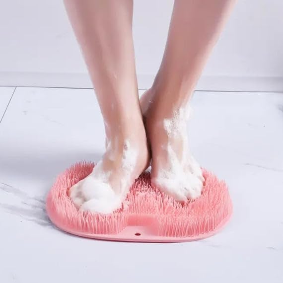 Istore Shower Foot Scrubber Mat Back Washer Exfoliating Bath Wash Pad Wall Mounted Slip Suction Cups for Use in Cleaner for Use in Feet Scrubbers Foot Roller Multicolor 1Pcs - Image 4